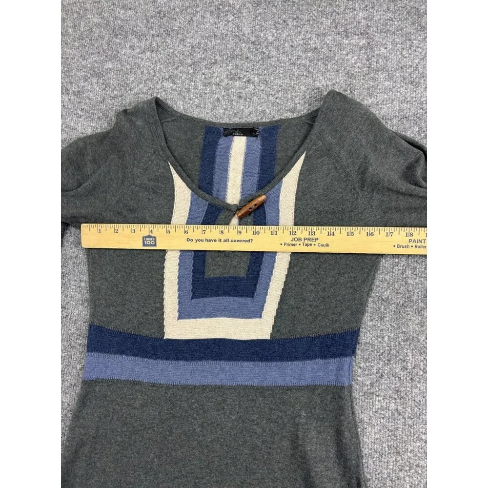 Prana Sweater Dress Womens Small Gray Colorblock Scoop Neck 3/4 Sleeve Knit - Picture 4 of 8